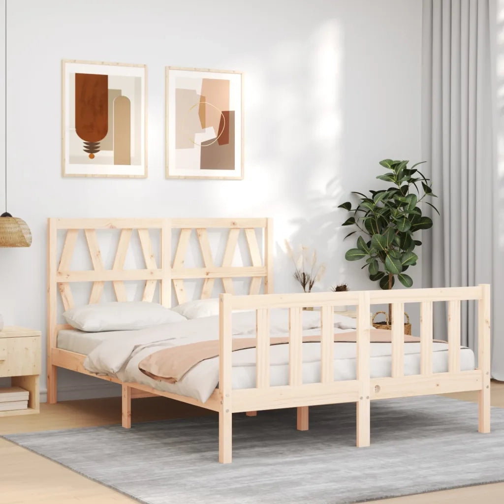 Letto senza Materasso-Struttura Letto 140x190 cm in Legno Massello di Pino 482193