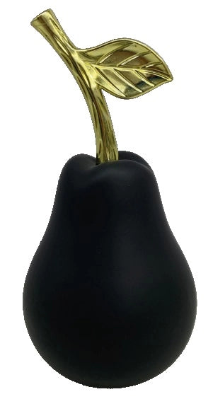 Decorazione Casa Ufficio Pera in Ceramica Nera Opaco e Oro 27 cm