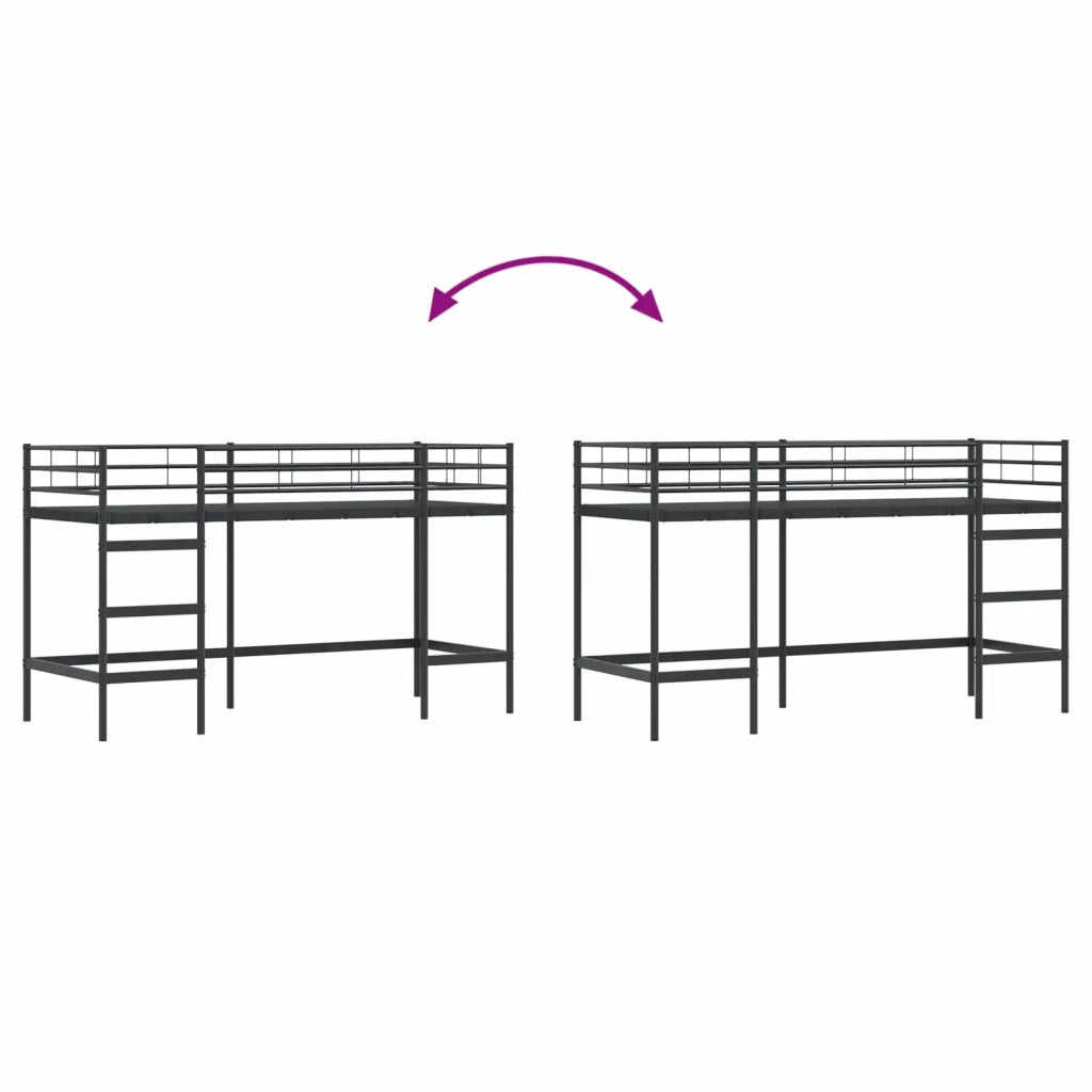 Struttura del letto loft per bambini-Giroletto per bambini Nero 99,5 x 190 cm Acciaio
