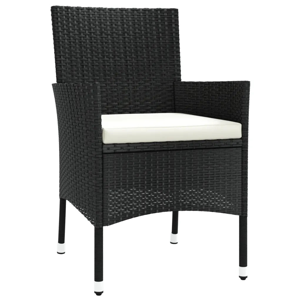 Set da Pranzo da Giardino 5 pz Nero con Cuscini in Polyrattan 3187389