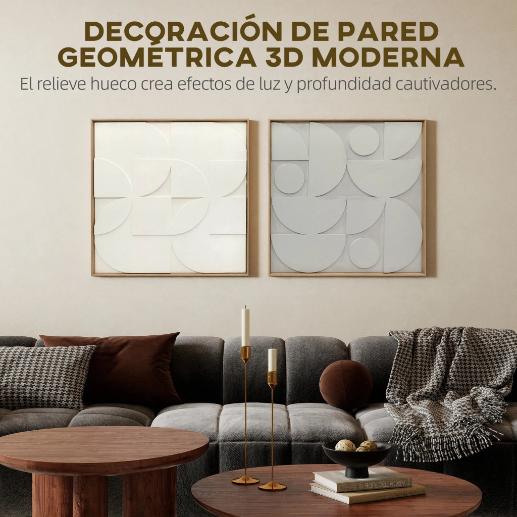Decorazione Parete 3D in Legno ¨C Minimal ¨C Bianco 2 Pezzi