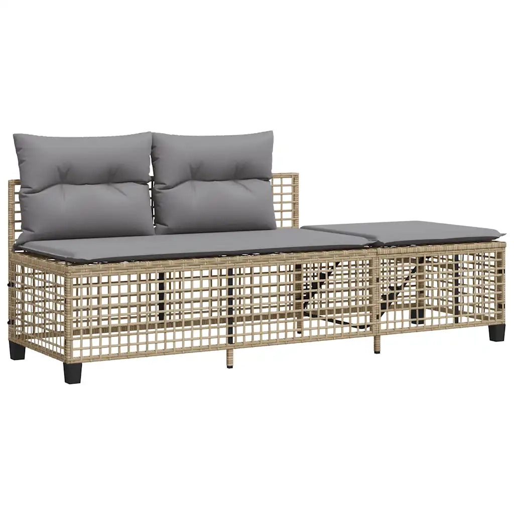 Set Divano ad Angolo 3 pz | Set Salotto da Giardino con Cuscini Beige Misto Polyrattan