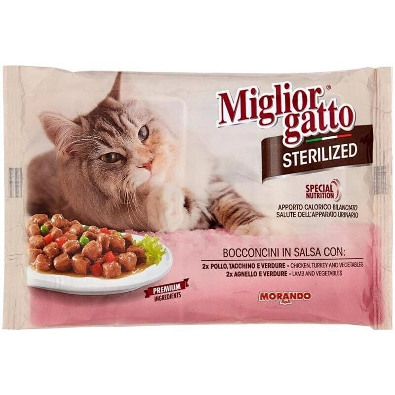 MIGLIOR GATTO STERILIZED BOCCONCINI CARNE IN SALSA 4 X 85 GR