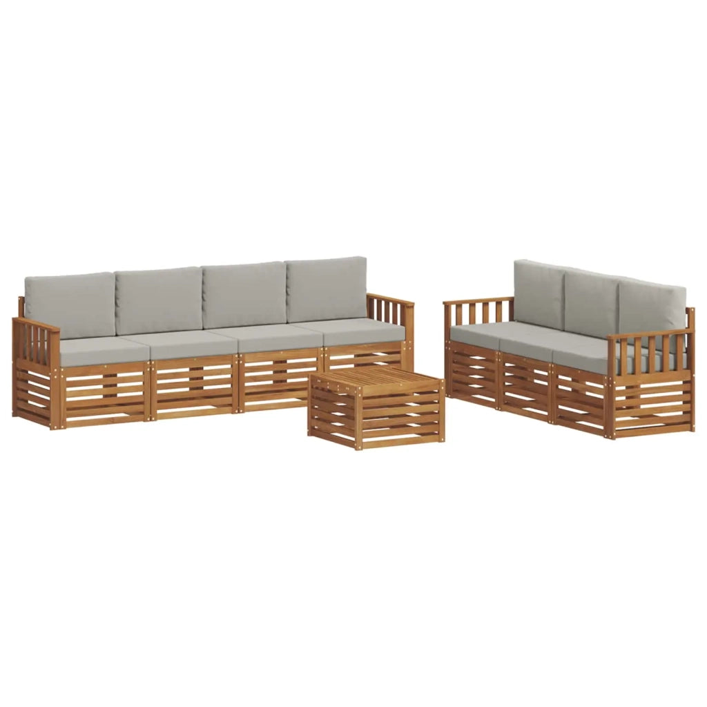 Set divani con cuscino 8 pcs Grigio Naturale e Chiaro 3374481