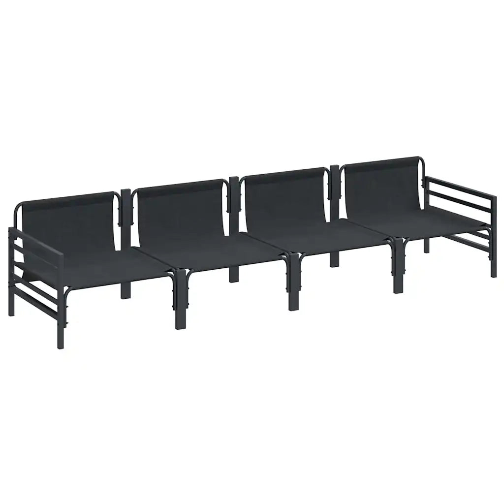 Set Divano da Giardino con cuscino 4 pz | Set Salotto da Giardino Nero Acciaio
