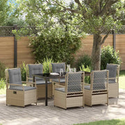 Set da Pranzo per Giardino 7 pcs Beige e Grigio Chiaro