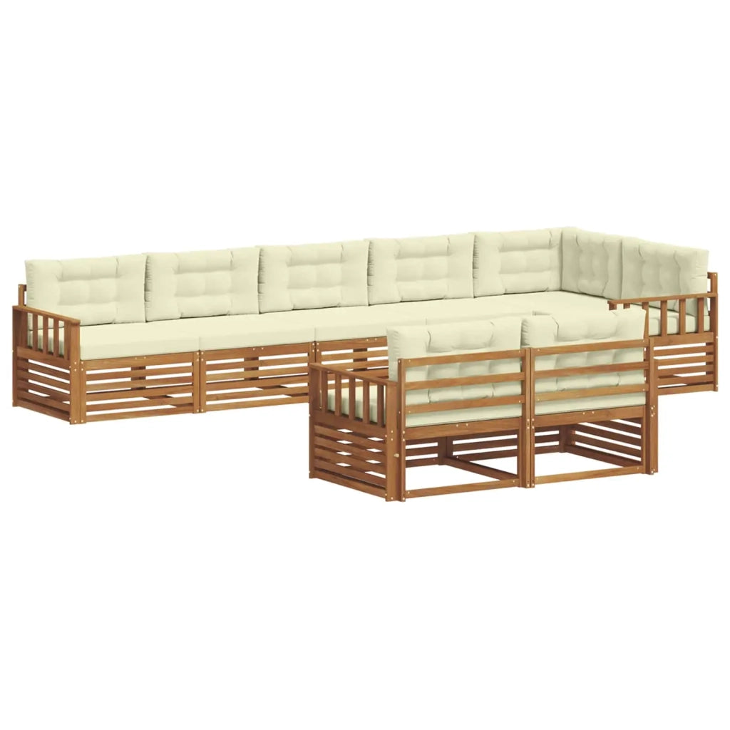 Set di divani da esterno con cuscino 8 pcs Naturale e Crema 3373650