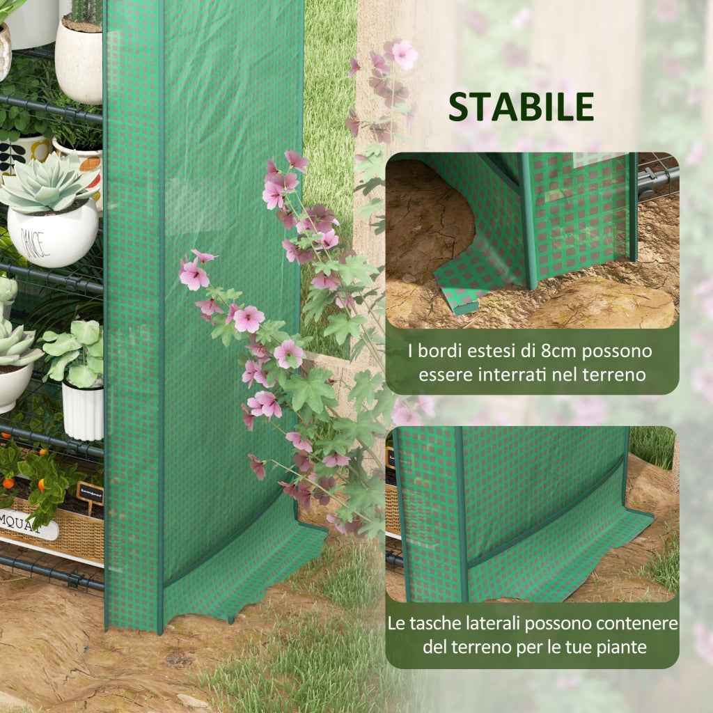 Serra per Piante 4 Ripiani ¨C Minimal ¨C Verde Scuro 69x49x158 cm