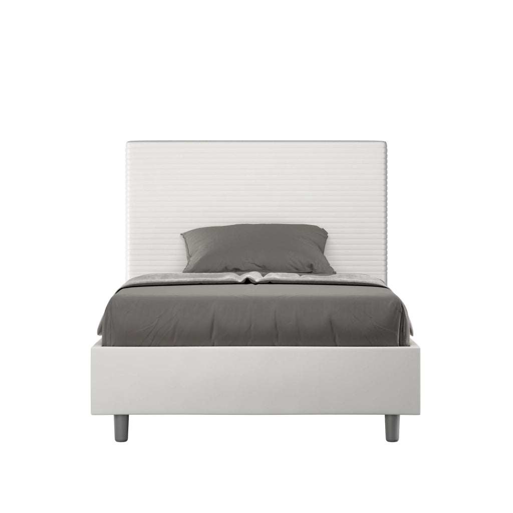 Letto Matrimoniale Extra Large 200x210 cm con Rete e Contenitore Focus Bianco