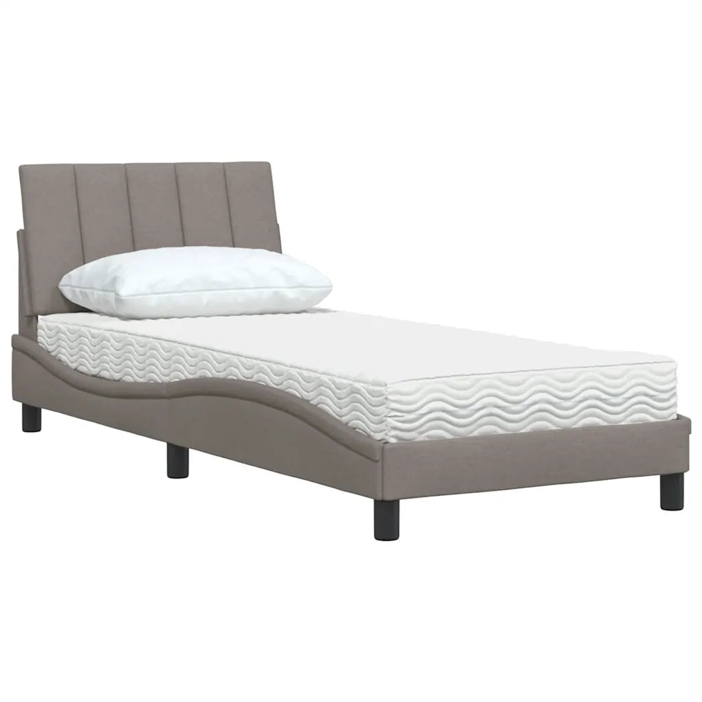 Letto con Materasso Hanko Tortora 90x200 cm in Tessuto 3310507