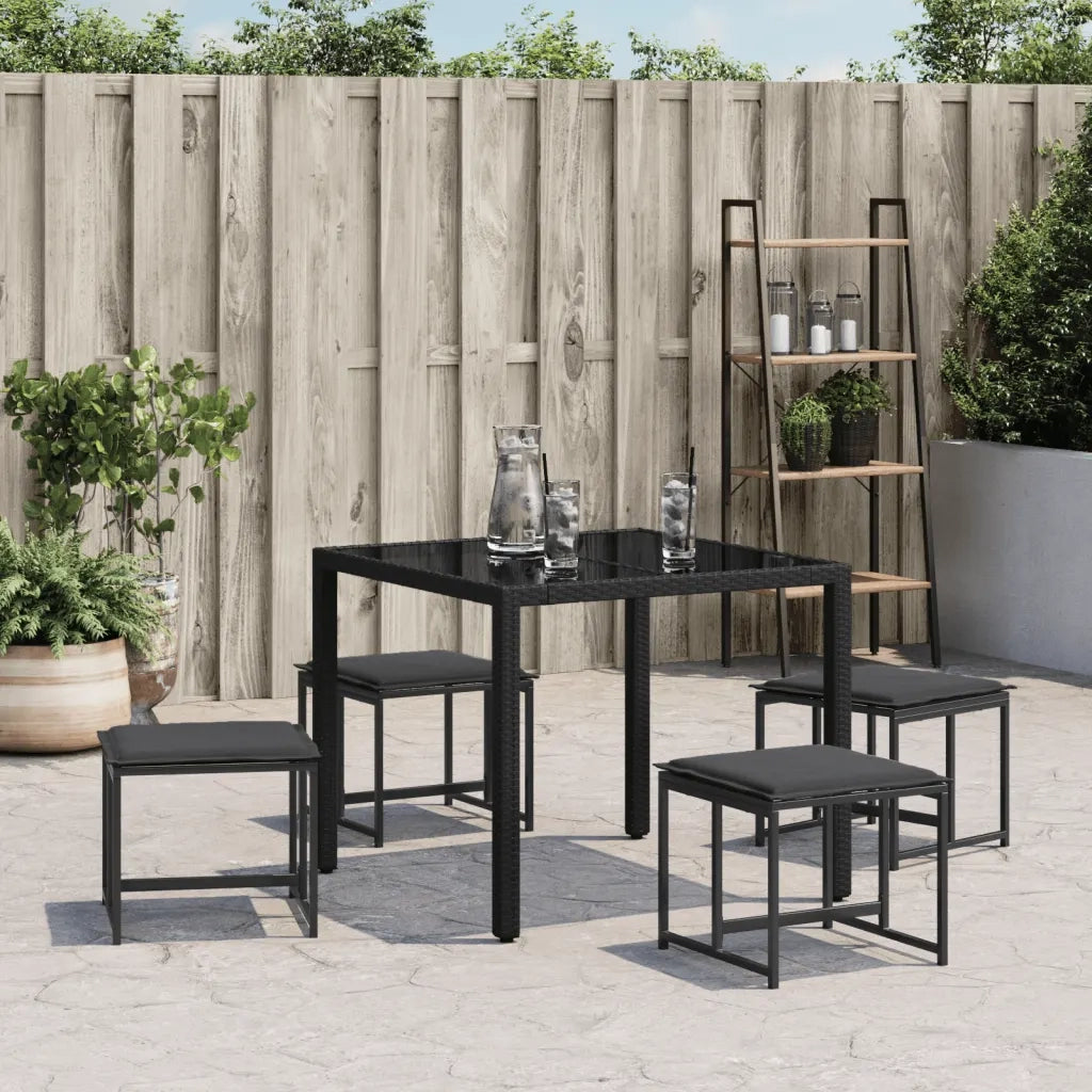 Sgabelli da Giardino con Cuscini 4 pz Neri Acciaio e Textilene CFW4361033