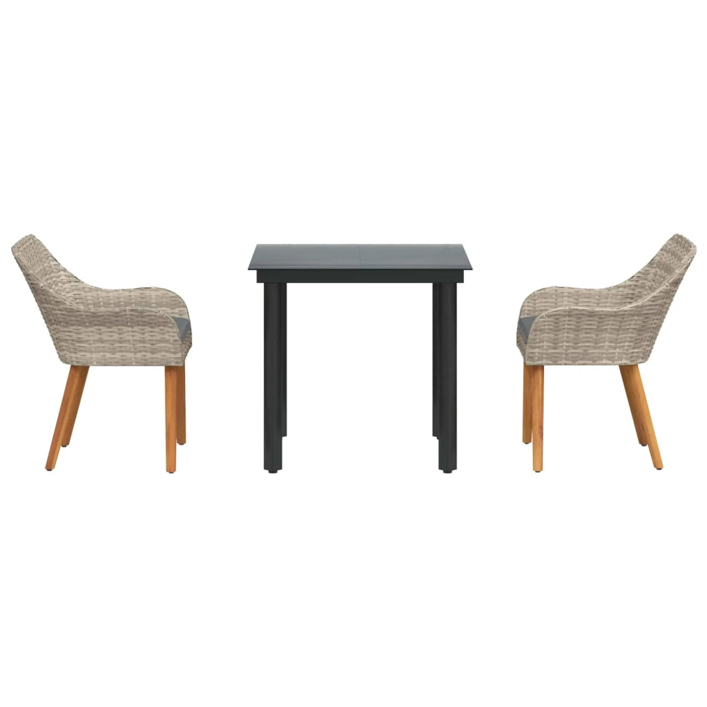 Set da Pranzo per Giardino 3 pcs Grigio chiaro polyrattan 3261712