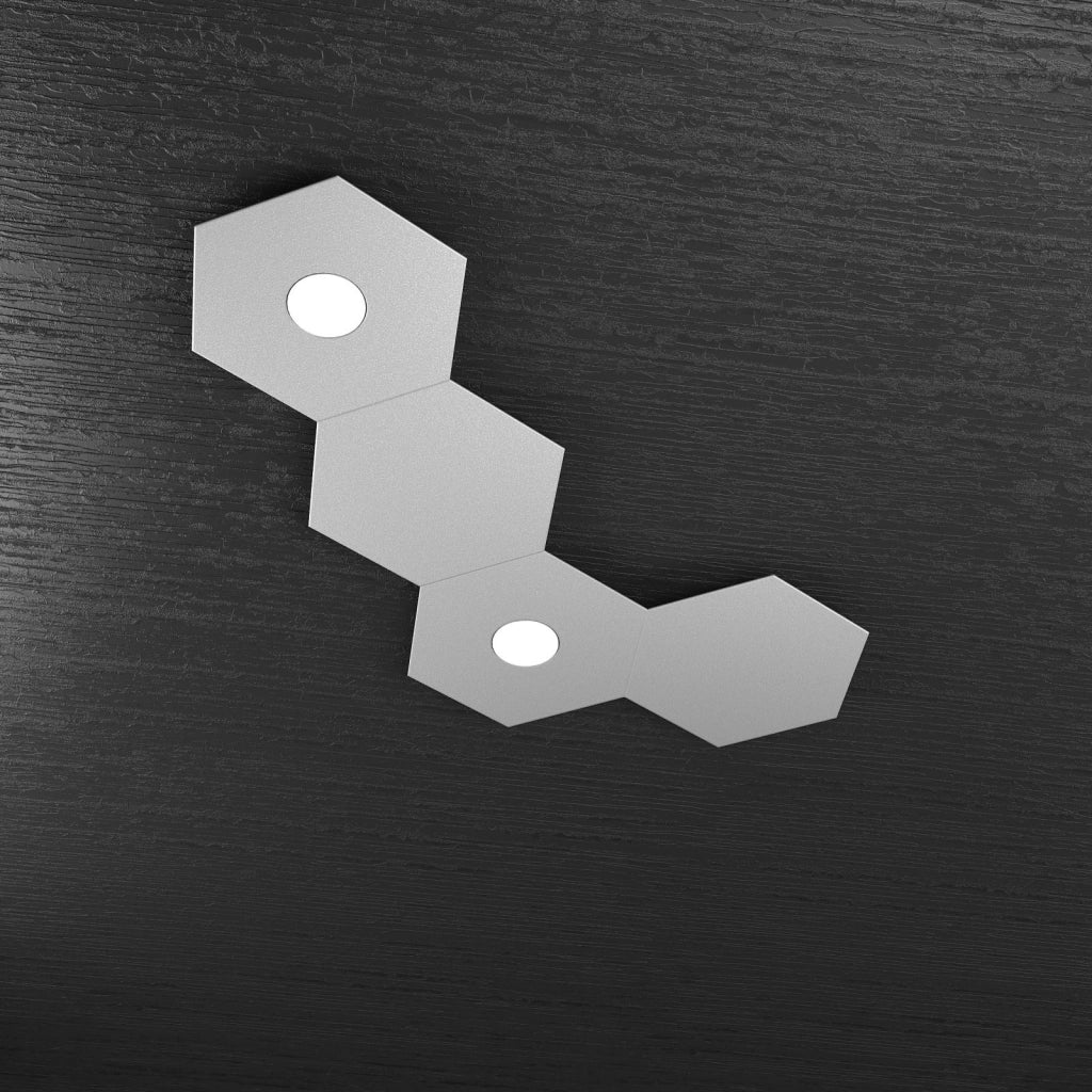 HEXAGON APPLIQUE-PLAFONIERA 2 LUCI + 2 DECORATIVO GRIGIO 1142-2L2D-GR