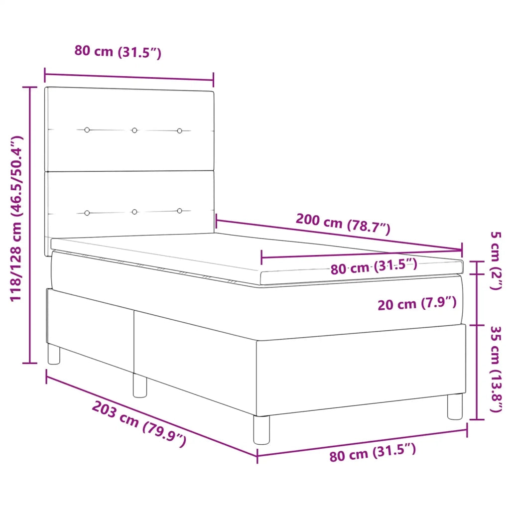 Letto a molle con materasso con led Crema 80 x 200 cm Tessuto 3342828