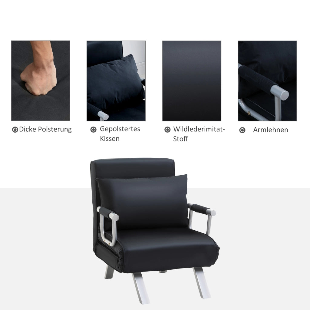 Divano letto 3 posti con cuscino ¨C Minimal ¨C Nero