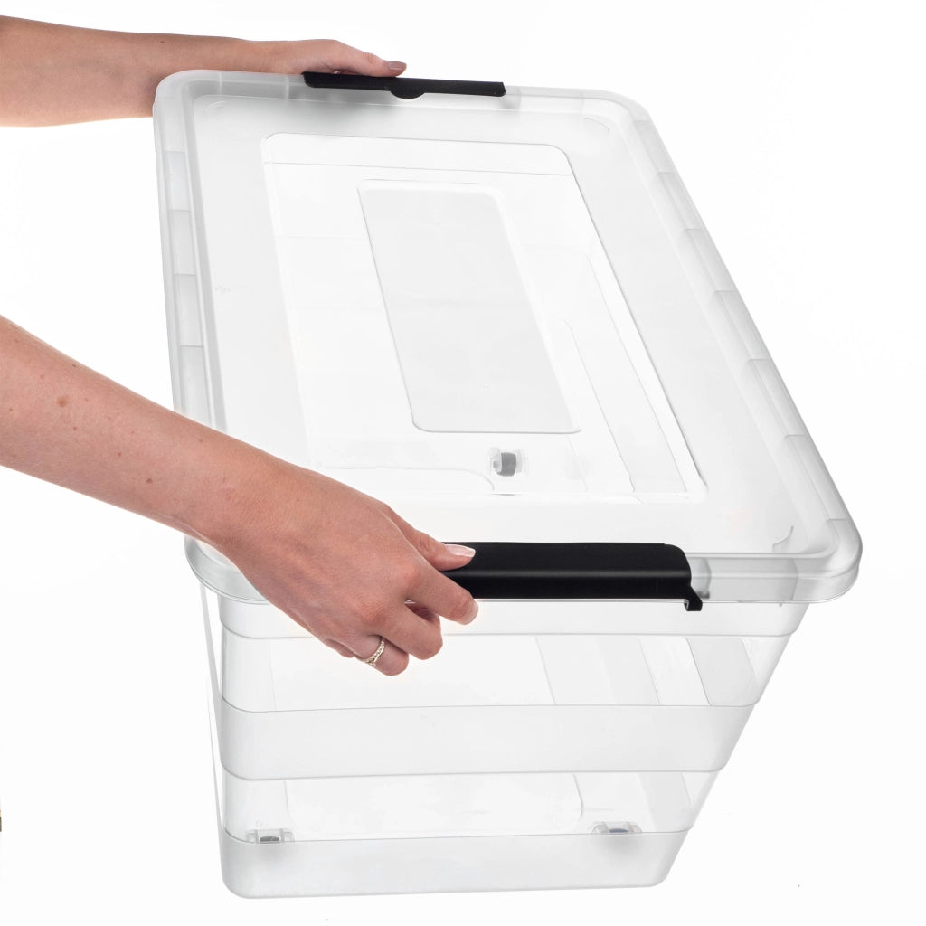 Set di 3 contenitori portaoggetti in plastica KADAX con coperchi.
