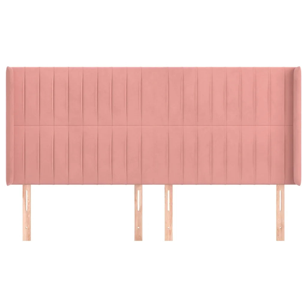 Testiera ad Orecchio-Testata con Orecchie Rosa 163x16x118/128 cm in Velluto 401657