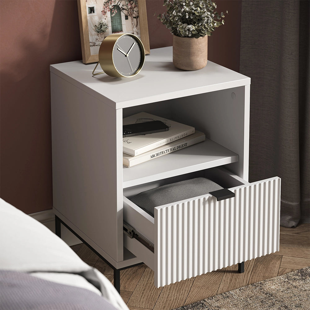 Vicco Comodino Bianco 40 x 55 cm con 1 cassetto