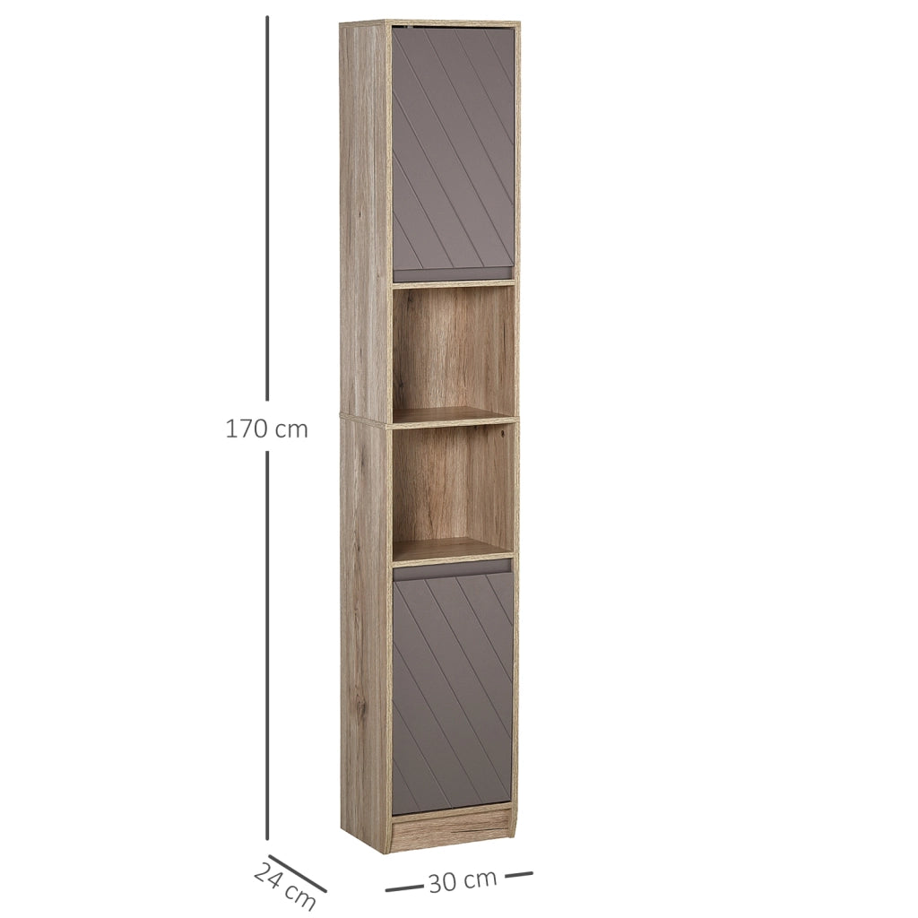 Colonna bagno ¨C Minimal ¨C 2 ante 2 nicchie rovere chiaro grigio 30x24x170