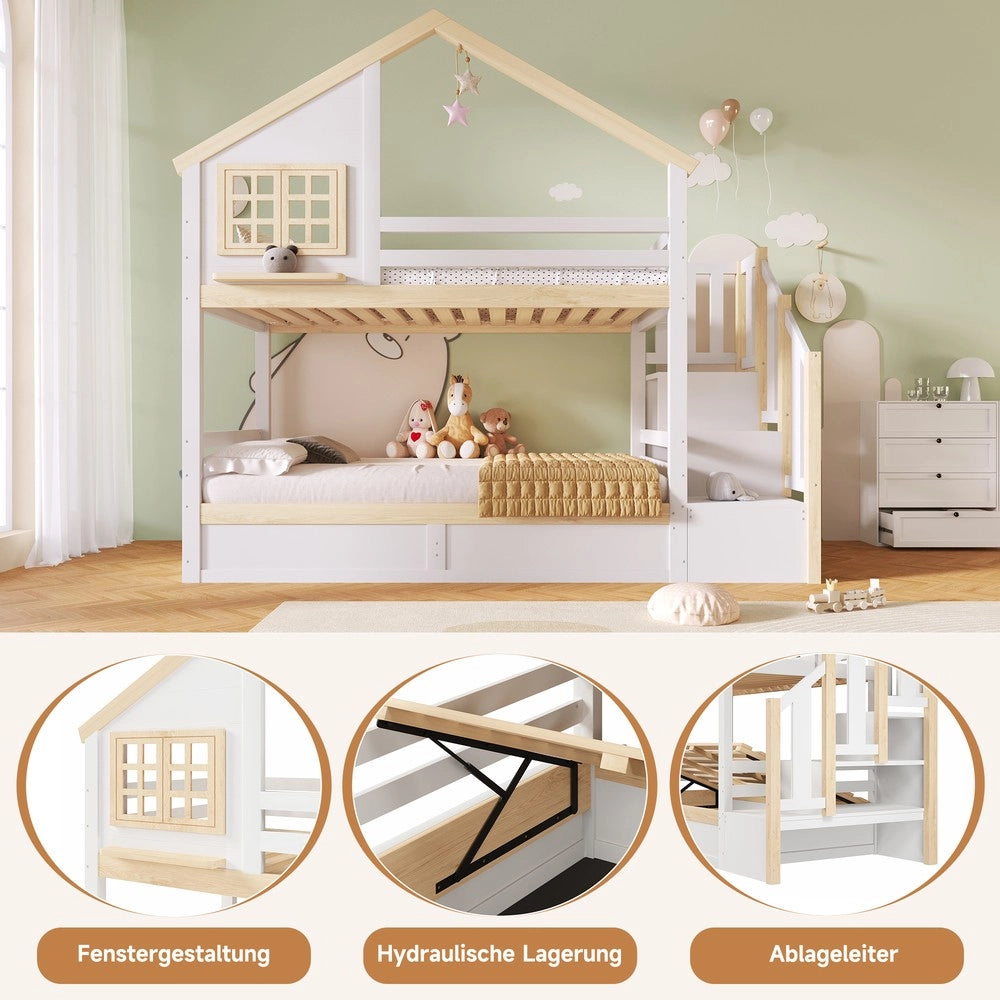 Letto a Soppalco con Contenitore Idraulico ¨C MINIMAL ¨C Bianco, 90x200 cm