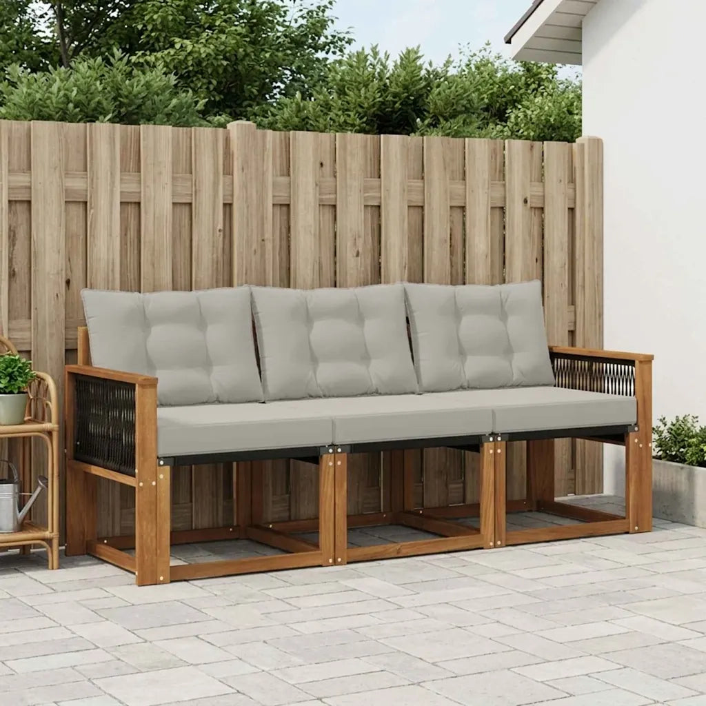 Set di divani da esterno 3 pcs Naturale e Grigio Chiaro 3381743