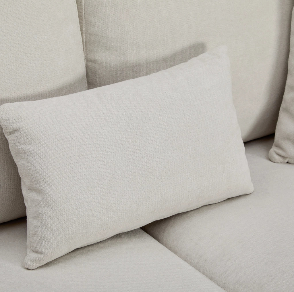 Divano letto angolare reversibile con USB e contenitore in flanella beige