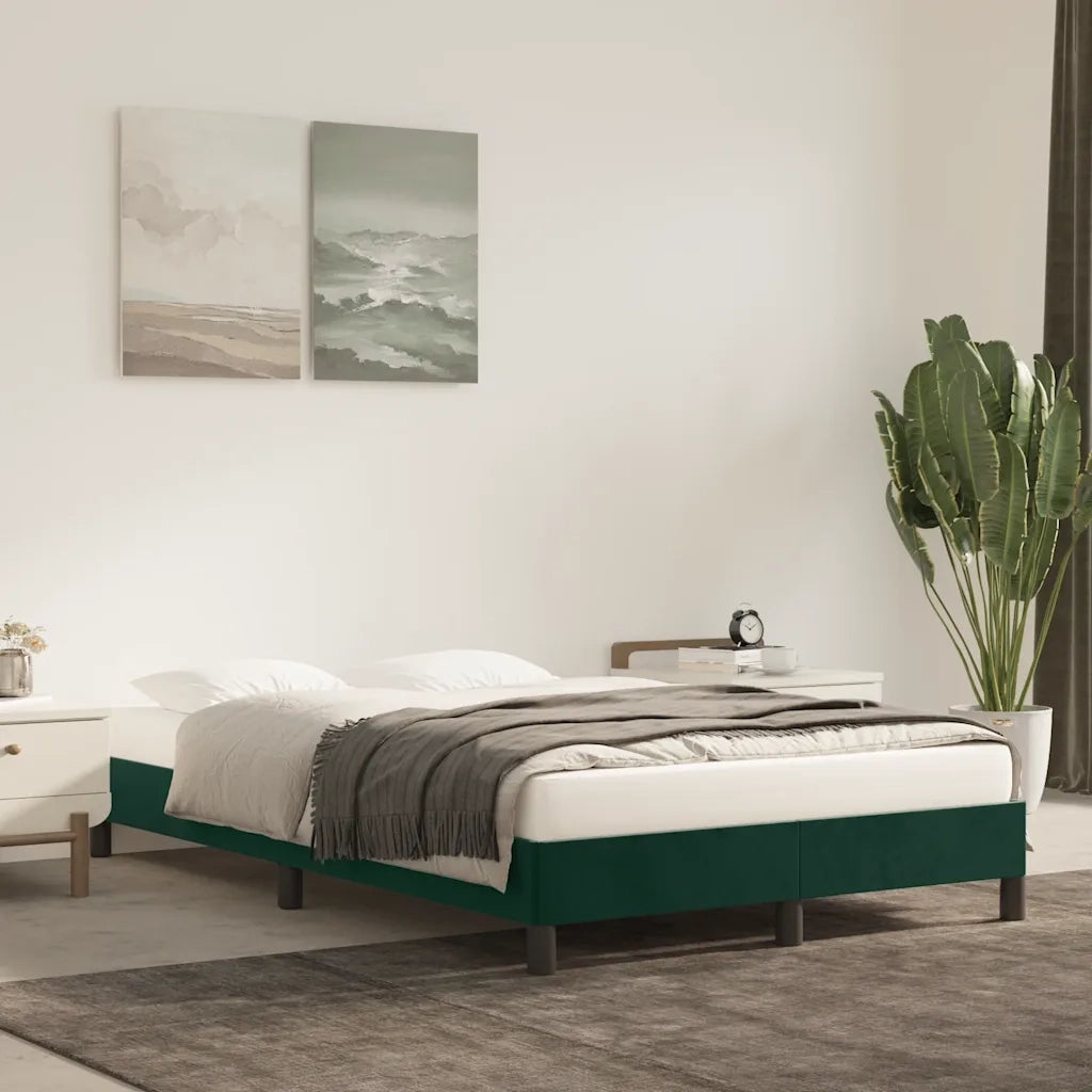 Letto matrimoniale | Letto per adulti | Giroletto senza Materasso Verde Scuro 120x200 cm in Velluto