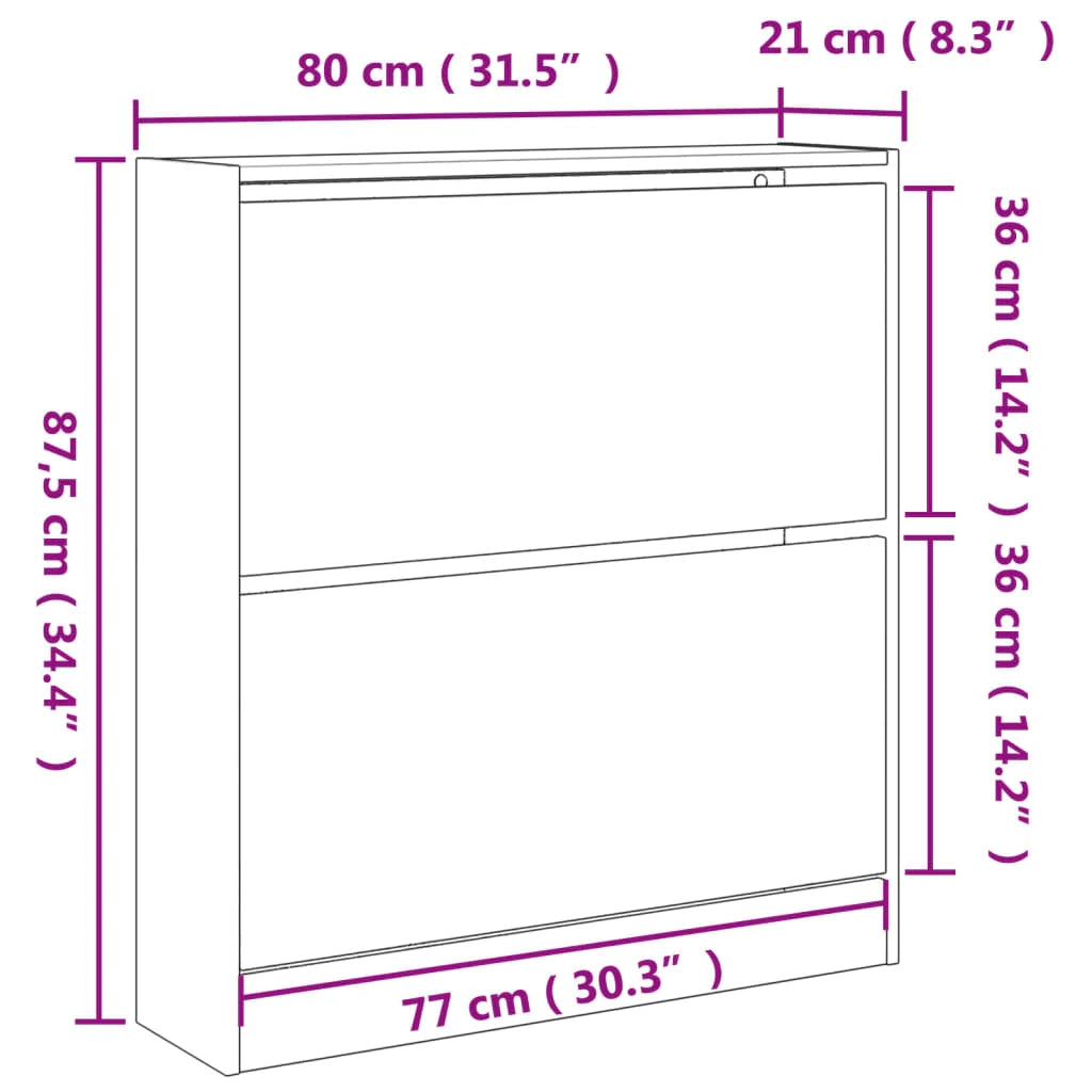 Scarpiera mobiletto portascarpe mobile per ingresso/corridoio/soggiorno 80 x 21 x 87,5 cm legno ingegnerizzato grigio 02_0021851
