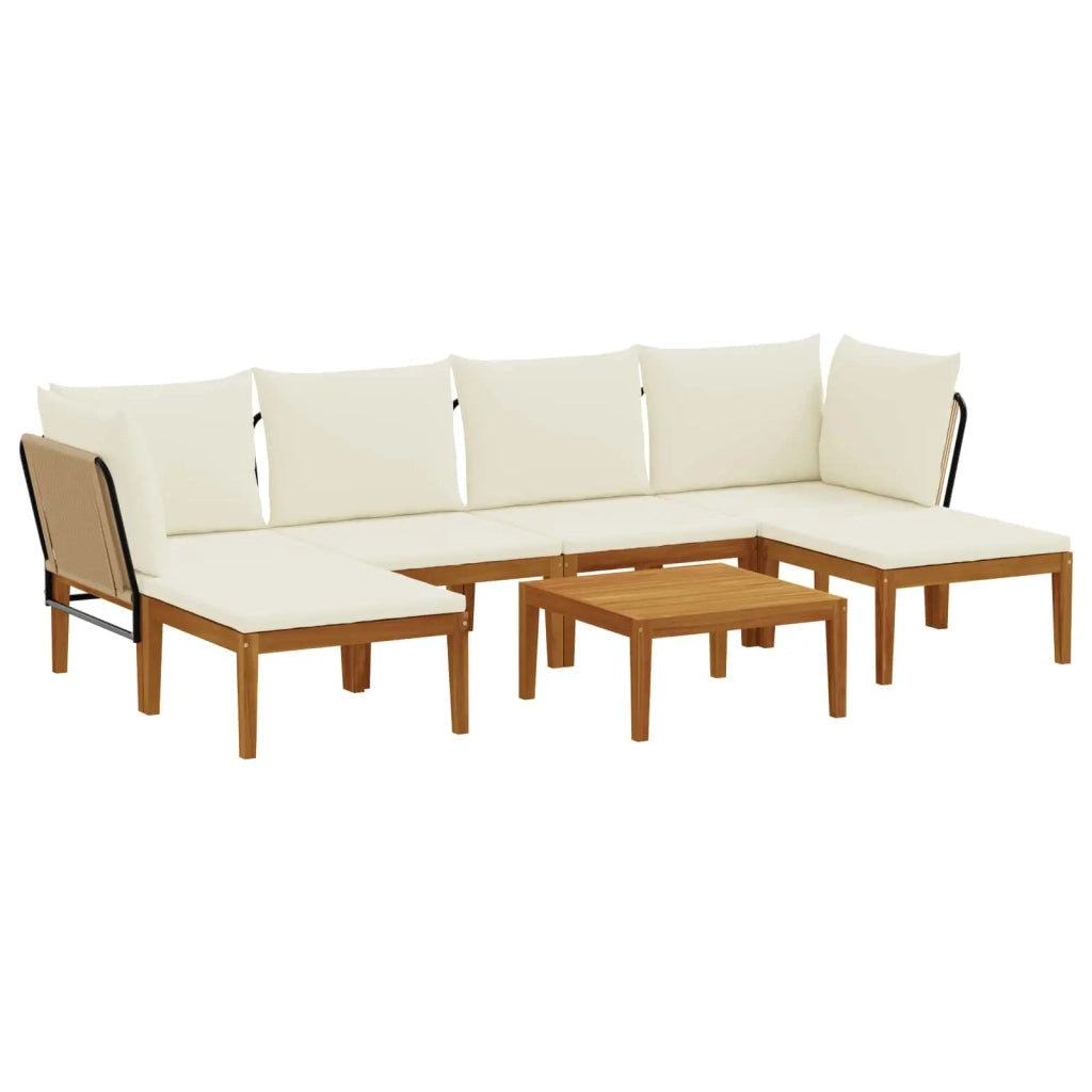 7 pcs Legno massiccio di acacia e corda Naturale 3407784