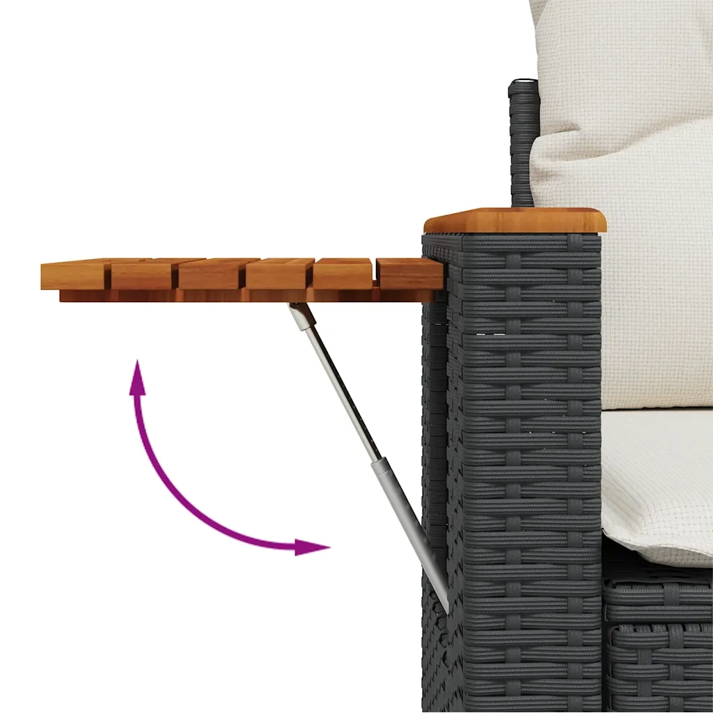 Set Divani da Giardino 5 pz con Cuscini in Polyrattan Nero 3325955