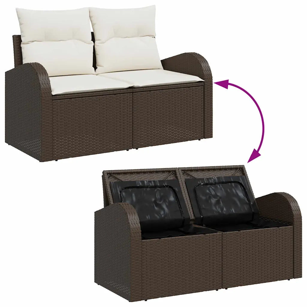 Set Divano da Giardino 6 pcs Marrone e bianco polyrattan 3354727
