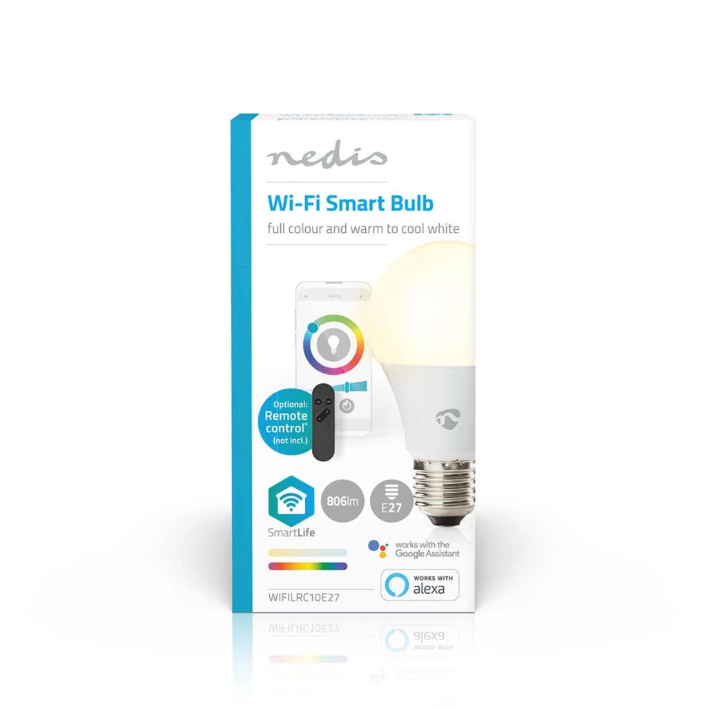 Lampadina connessa Wi-Fi LED RGB 9W 806lm E27 in plastica Bianco Nedis