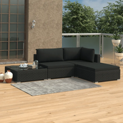 Set Divani da Giardino 4 pz con Cuscini in Polyrattan Nero 46780