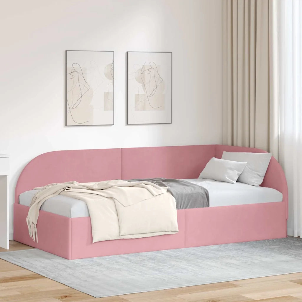 Cornice del letto ad angolo Rosa 90 cm x 200 cm Velluto 42016649