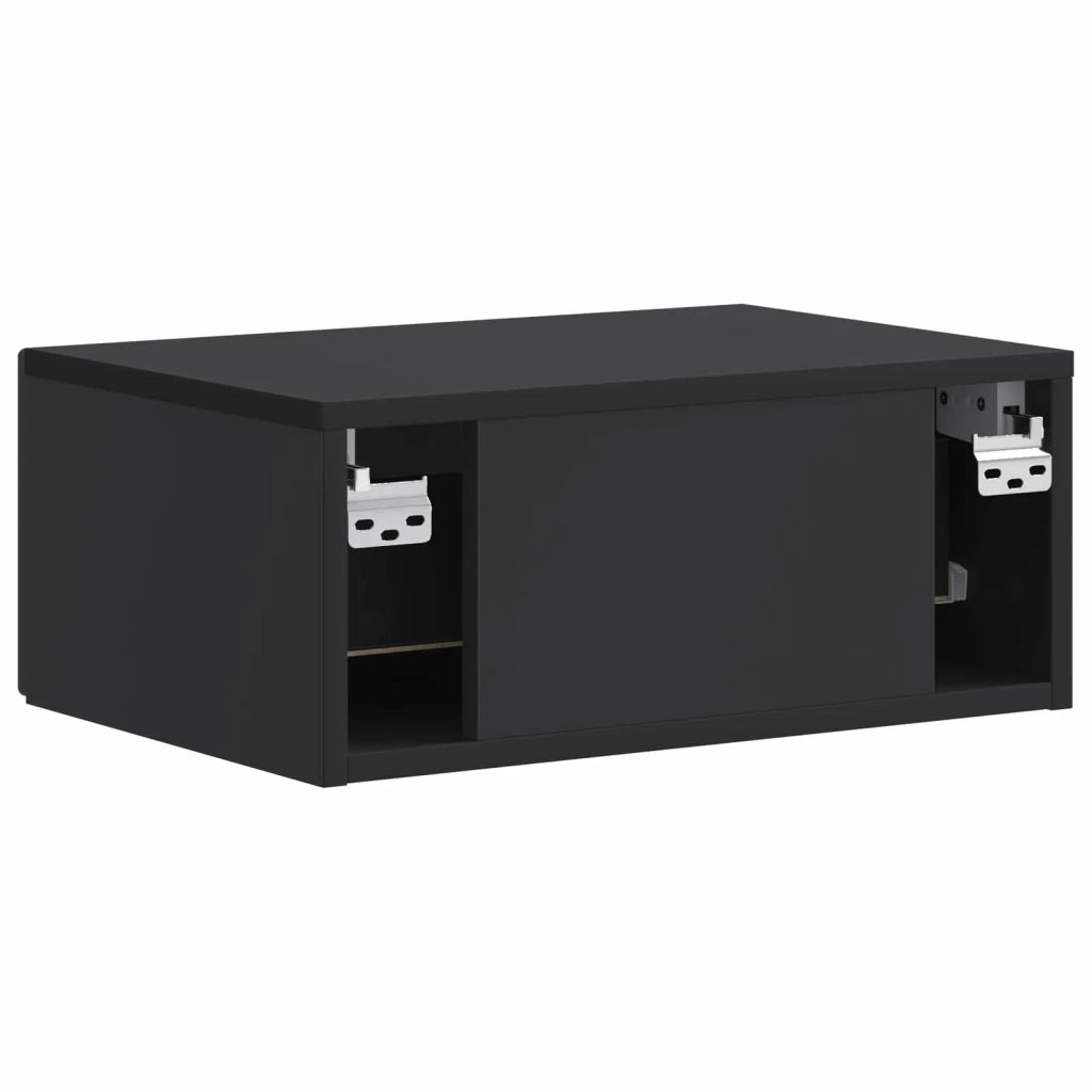 Set di 2 Comodini | Armadio da Notte | Mobiletto da notte a muro Nero 49 x 34,5 x 20 cm