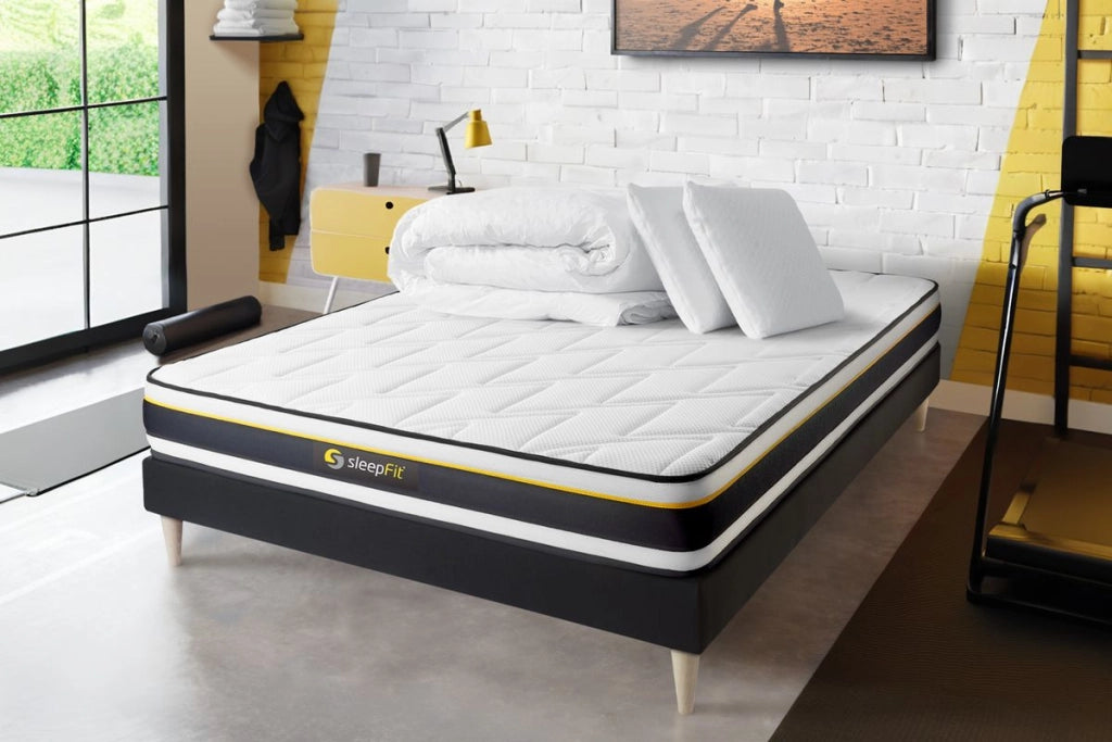 Pacchetto letto completo - Materasso 160x200cm + Box spring con doghe (kit) + 2 cuscini + Piumino - Soft