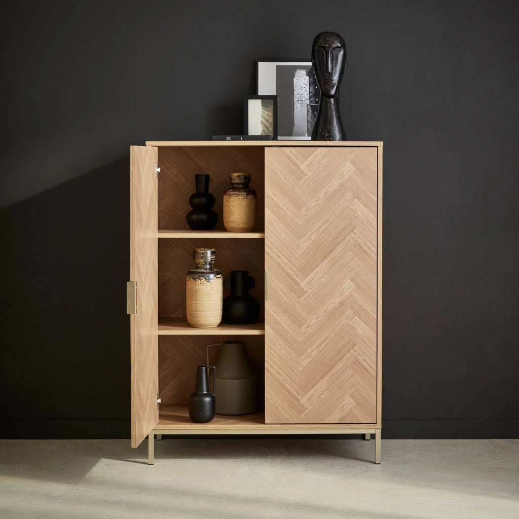 Credenza effetto legno a 2 ante, 80cm, marrone naturale