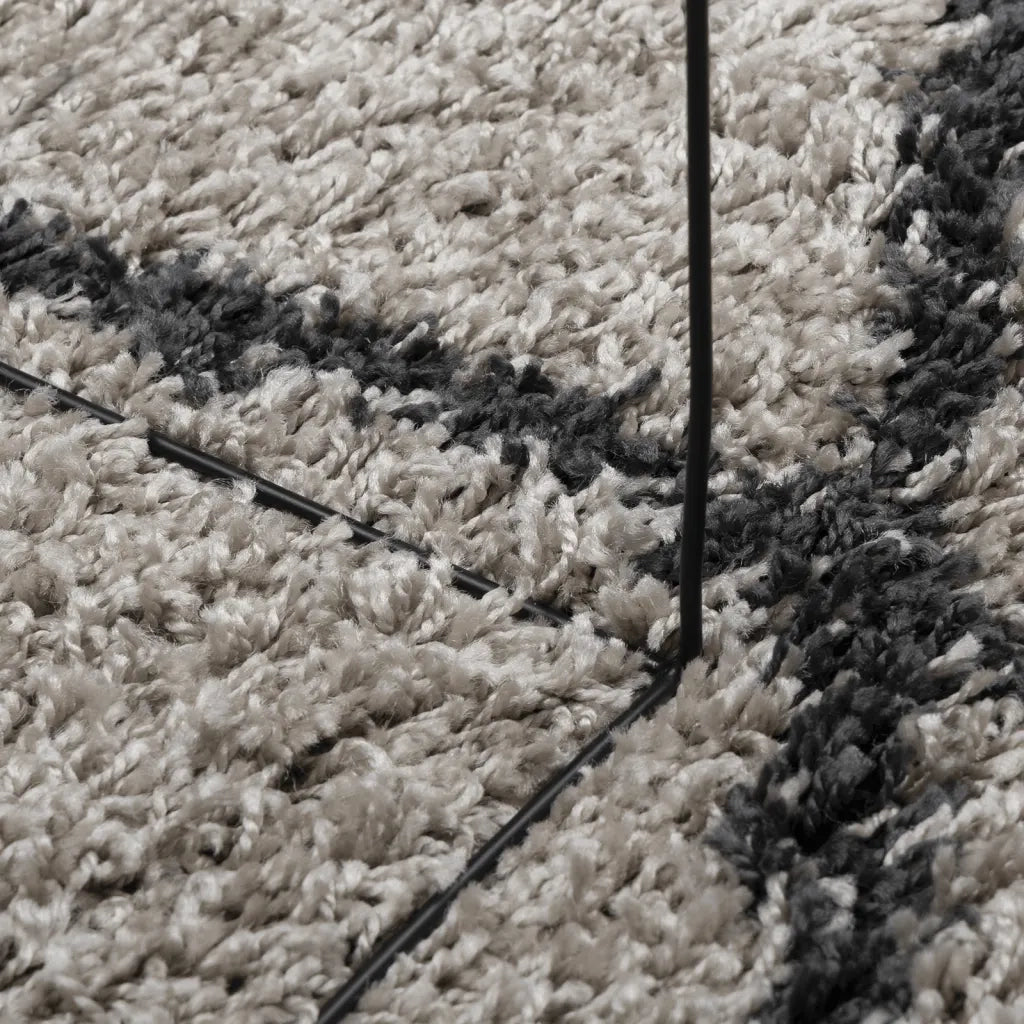 Tappeto del soggiorno | Tappeto Shaggy PAMPLONA a Pelo Lungo Beige e Antracite ? 100 cm