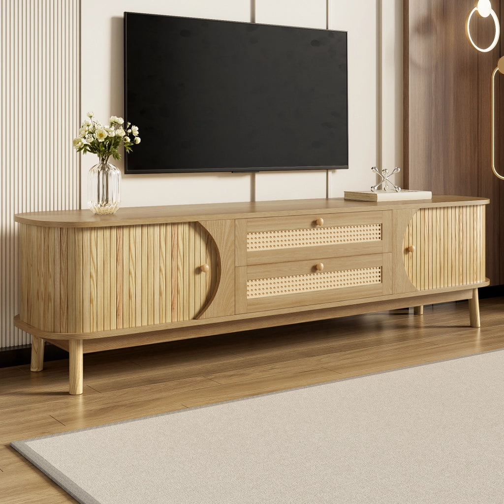 Cassettiera per TV colore naturale in MDF lunghezza 170 cm