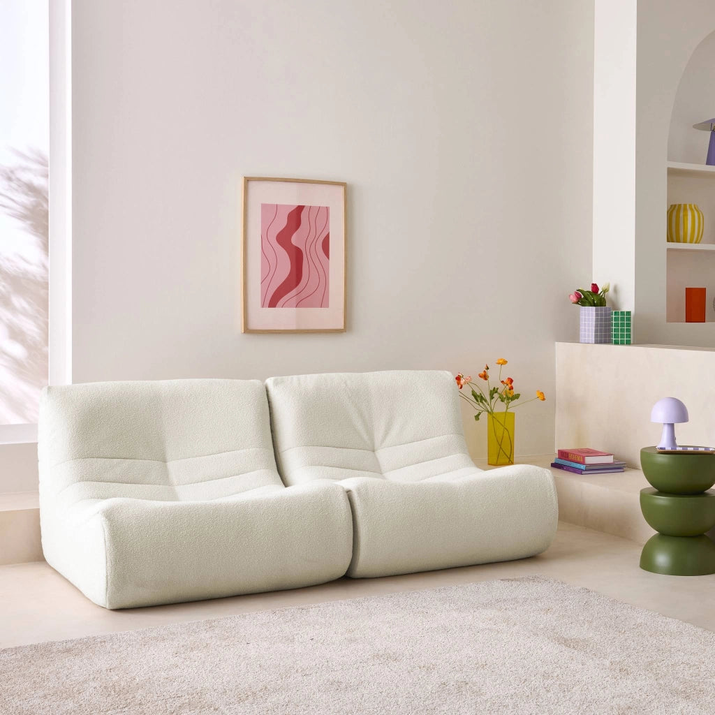 Divano modulare boucle, 2 posti, bianco