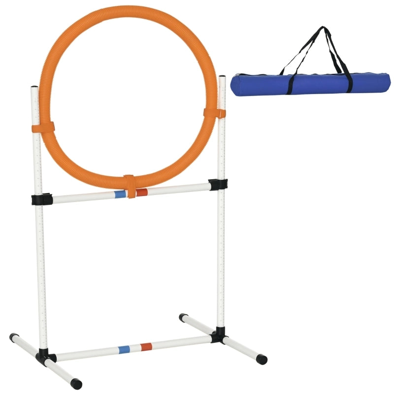 Set per l'addestramento dei cani, anello per saltare e praticare agility, in PE portatile, bianco + arancione, 74,5 x 66 x 91 cm