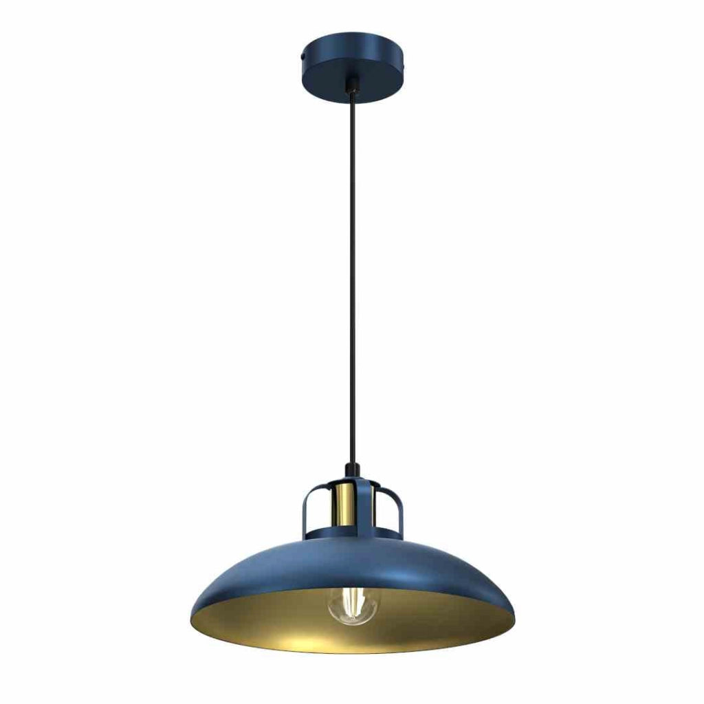 Lampada a sospensione Milagro Felix blu oro E27 Ø30