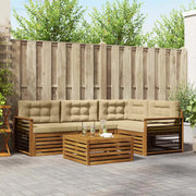 Set di divani da esterno con cuscino 5 pcs Naturale e Beige 3373433
