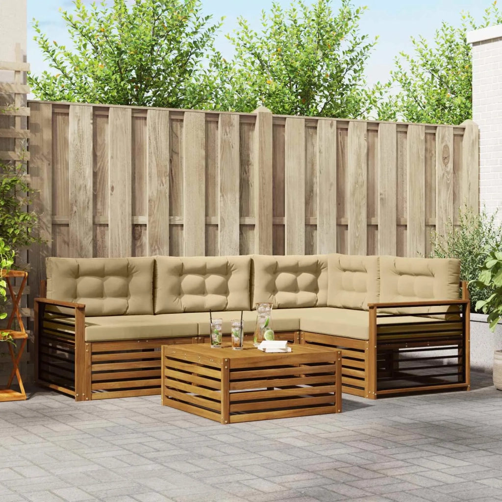 Set di divani da esterno con cuscino 5 pcs Naturale e Beige 3373433