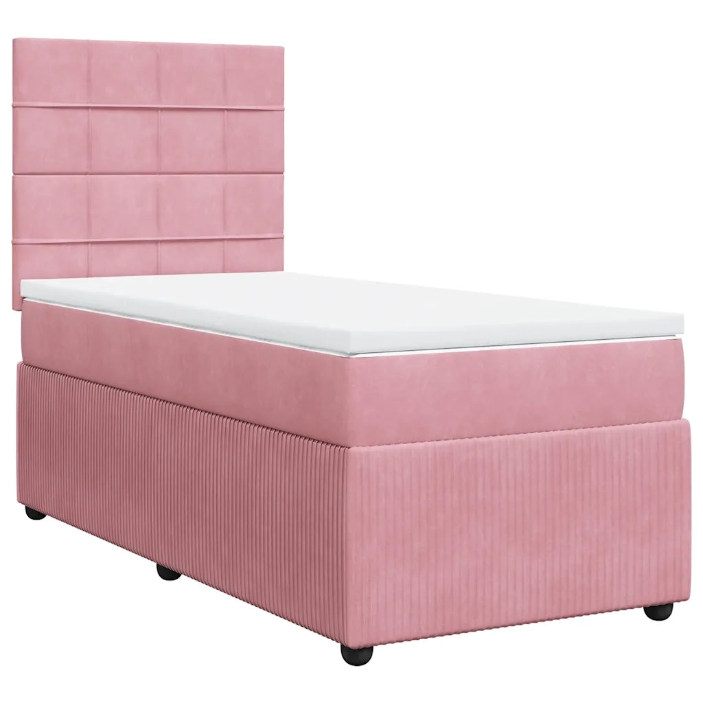 Giroletto a Molle con Materasso Rosa 100x200 cm in Velluto 3292267
