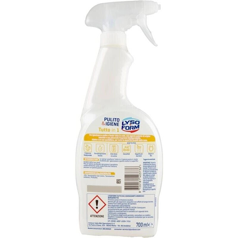 LYSOFORM SPRAY TUTTO IN 1700 ML PULITO E IGIENE TE VERDE ARANCIA