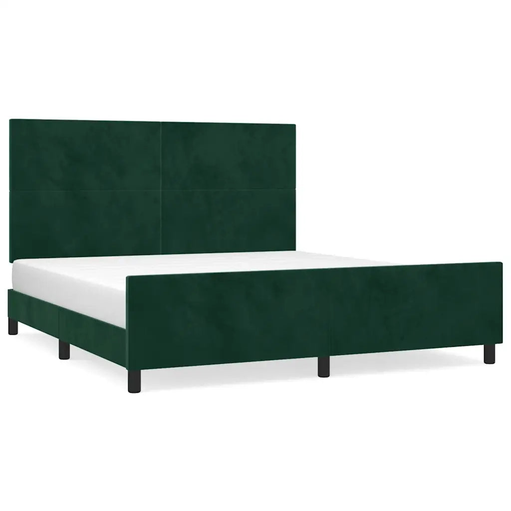 Letto matrimoniale | Letto per adulti | Giroletto senza Materasso Verde Scuro 160x200 cm in Velluto