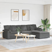 Divano Modulare con Poggiapiedi e Cuscini Grigio Scuro 3321078