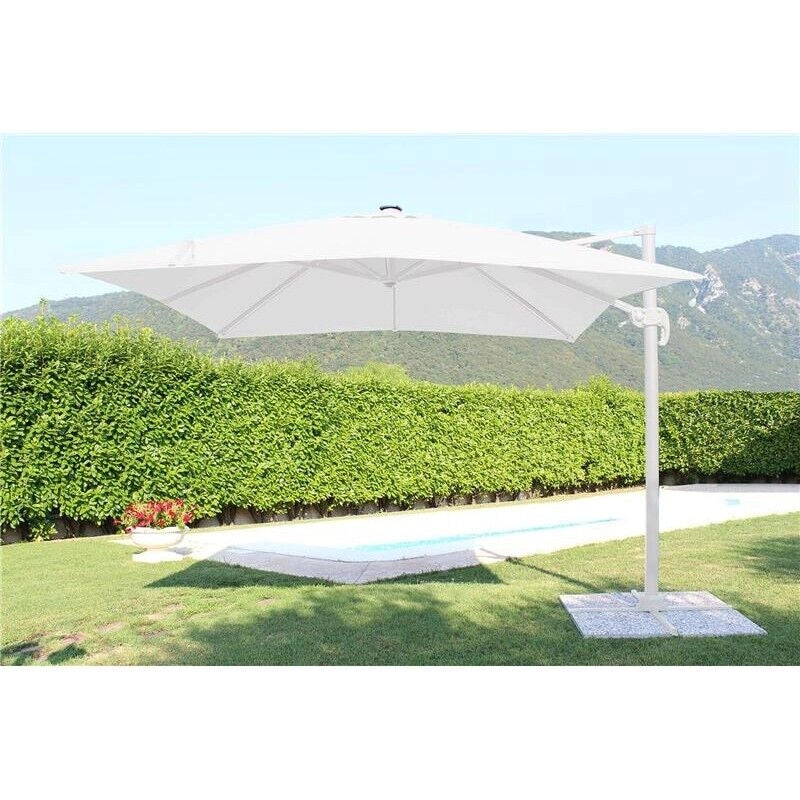 OMBRELLONE PITAGORA CON LUCE LED 3 X 4 CON STRUTTURA E TELO BIANCO