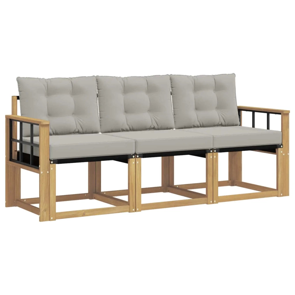 Set di divani da esterno 3 pz Bianco e Grigio Chiaro 3389169